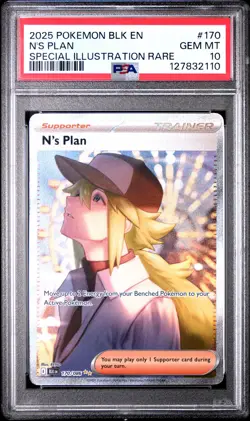 2025 POKEMON BLK EN-BLACK BOLT SPECIAL ILLUSTRATION RARE #170 N'S PLAN PSA 10 - Image 1