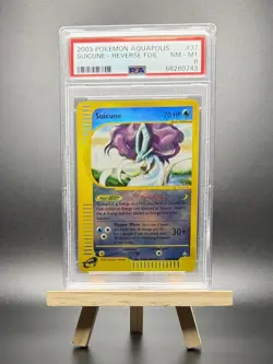 2003 POKEMON SUICUNE REVERSE REV HOLO FOIL #37 E-SERIES AQUAPOLIS PSA 8 WOTC - Image 1