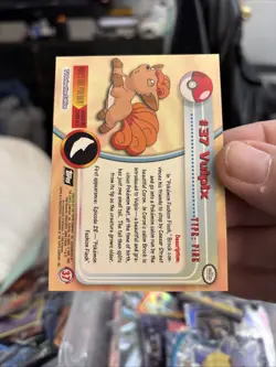 1999 Topps Pokemon Series 1 #37 Vulpix Sunrays Foil)TV Animation Black Logo T182 - Image 2