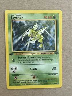 Pokemon TCG Scyther Jungle Card 26/64 1st Edition Rare, NM Condition - Image 1