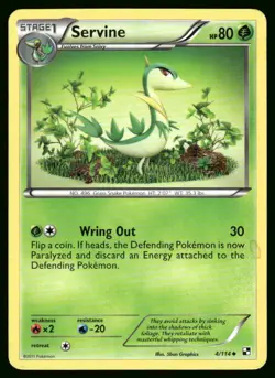Pokemon Servine (4) Black and White #4/114 - Image 1