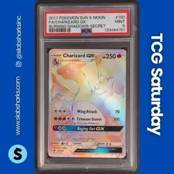2017 POKEMON SUN & MOON BURNING SHADOWS #150/147 CHARIZARD GX SECRET RARE PSA 9 - Image 1