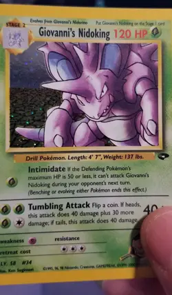 Giovanni's Nidoking Holo Unlimited NM 7/132 Gym Challenge Pokemon - Image 3