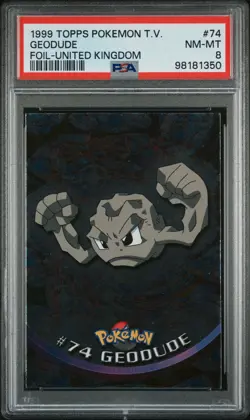Pokemon PSA 8 1999 Topps T.V. Geodude Foil United Kingdom Christmas GiftU - Image 1