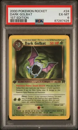 2000 Pokemon Rocket Dark Golbat 1st Edition PSA 6 EX MT #24 24/82 - Image 1