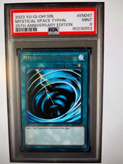 PSA 9 Yugioh! Mystical Space Typhoon - SRL-EN047 - Ultra Rare - 25th Anniversary - Image 1
