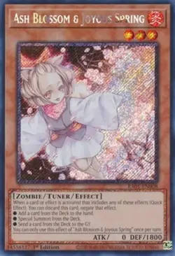 Lightly Played Ash Blossom & Joyous Spring - RA01-EN008 - Platinum Secret Rare - - Image 1