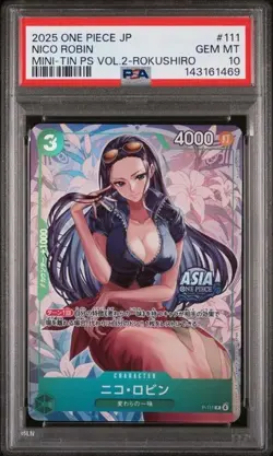Nico Robin P-111 - One Piece Mini Tin Vol. 2 Asia Region Promo - PSA 10 - Image 1