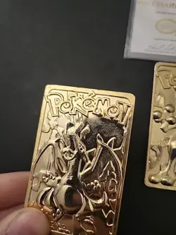 Pokemon 23K Gold Plated Trading Card Charizard & Mewtwo Burger King 1999 No Ball - Image 2