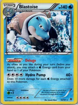 Blastoise 16/101 Cosmos Holo Pokemon Card Plasma Blast MP - Image 1