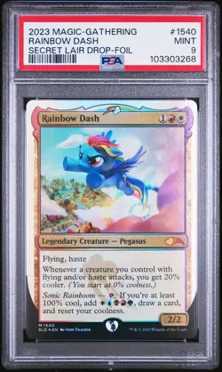 2023 MTG SECRET LAIR DROP PONIES: THE GALLOPING 2-FOIL #1540 RAINBOW DASH PSA 9 - Image 1
