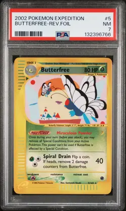 2002 POKEMON EXPEDITION #5 BUTTERFREE-REVERSE FOIL PSA 7 - Image 1