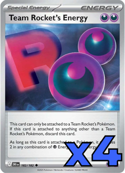 4x Team Rocket's Energy 182/182 Sv10: Destined Rivals PLAYSET x4 - Pokemon TCG - Image 1