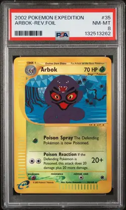 2002 POKEMON EXPEDITION #35 ARBOK-REVERSE FOIL PSA 8 - Image 1