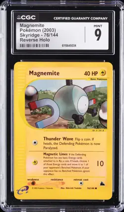 2003 POKEMON SKYRIDGE REVERSE HOLO #76 MAGNEMITE CGC 9 - Image 1