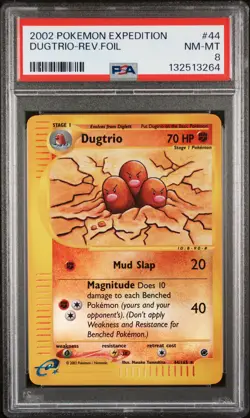 2002 POKEMON EXPEDITION #44 DUGTRIO-REVERSE FOIL PSA 8 - Image 1