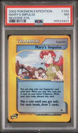 2002 POKEMON EXPEDITION #142 MARY'S IMPULSE-REVERSE FOIL PSA 7 - Image 1