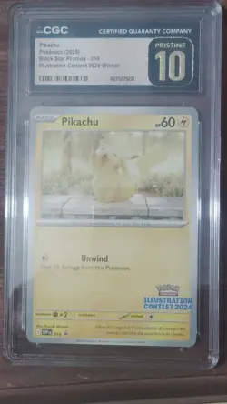 POKEMON CGC PRISTINE 10 PIKACHU ILLUSTRATION CONTEST WINNER 2024 #214 PROMO - Image 1