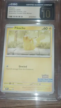 POKEMON CGC PRISTINE 10 PIKACHU ILLUSTRATION CONTEST WINNER 2024 #214 PROMO - Image 2