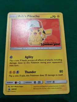 ASH'S PIKACHU 2017 POKEMON I CHOOSE YOU BLACK STAR PROMO #SM109 - Image 1