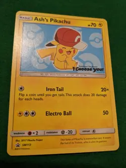 Pokemon Ash's Pikachu SM113 Movie I Choose You! Black Star Promo MP - Image 1