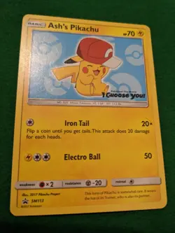 Pokemon Ash's Pikachu SM113 Movie I Choose You! Black Star Promo MP - Image 2