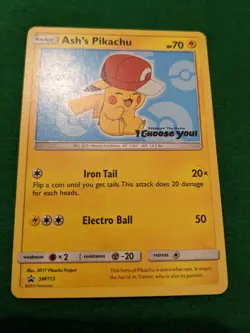 Pokemon Ash's Pikachu SM113 Movie I Choose You! Black Star Promo MP - Image 3