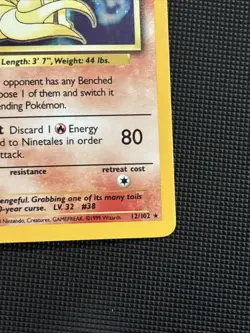 NINETALES - 12/102 - Base Set - Holo - Pokemon Card - EXC/NEAR MINT - Image 4