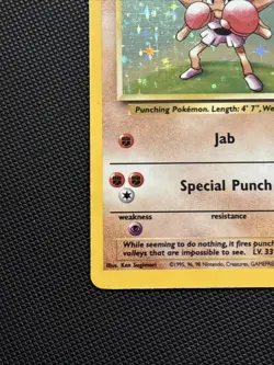Pokemon TCG Hitmonchan Base Set Holo Unlimited Rare Card 7/102 Vintage - Image 3