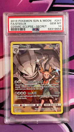 PSA 10 Steelix 247/236 Sun & Moon Cosmic Eclipse Secret Holo Pokemon Graded Card - Image 1