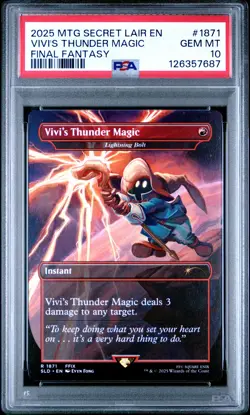 2025 MTG SECRET LAIR DROP FINAL FANTASY: GRIMOIRE VIVI'S THUNDER MAGIC PSA 10 - Image 1