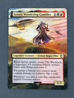 Setzer, Wandering Gambler MTG Final Fantasy Commander Hand Painted Altered Art v - Image 1