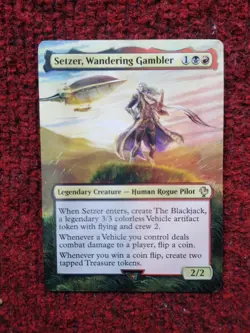Setzer, Wandering Gambler MTG Final Fantasy Commander Hand Painted Altered Art v - Image 2