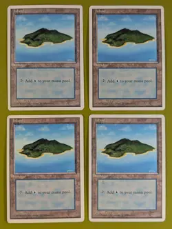Island (B) x4 Fourth Edition 4th 4x Magic the Gathering MTG White Border - Image 1