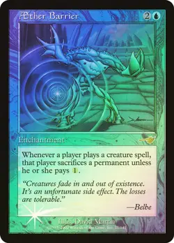 Magic the Gathering AETHER BARRIER #27/143 Nemesis Foil Blue Rare 2000 NM - Image 1