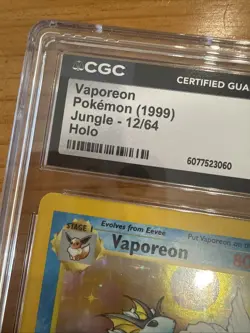 GEM MINT 10 Base Set Vaporeon Holo Rare 1999 12/64 Jungle Set Pokemon CGC Graded - Image 4