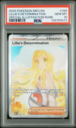 2025 POKEMON MEG EN-MEGA EVOLUTION #184 LILLIE'S DETERMINATION PSA 10 - Image 1