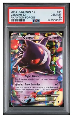 2014 Pokemon XY Gengar EX 34/119 Phantom Forces PSA 10 Full Art Holo Rare - Image 1