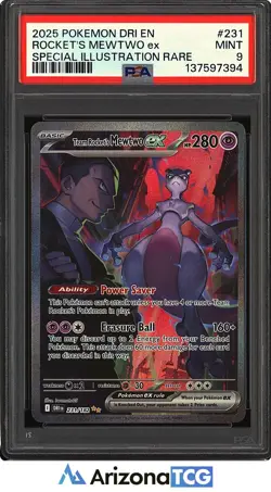 Pokemon 2025 Team Rocket's Mewtwo ex 231/182 Full Art SIR Destined Rivals PSA 9 - Image 1