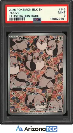 Pokemon 2025 Pidove 148/086 Illustration Rare Black Bolt PSA 9 - Image 1