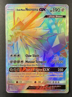 Pokemon: Dusk Mane Necrozma GX Ultra Prism Rainbow Secret Rare 163/156 - Image 1