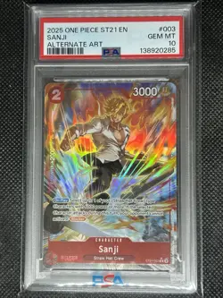 2025 One Piece CCG English ST 21-003 SANJI PSA 10 Gem Mt Alternate Art - Image 1