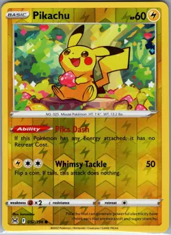 Pikachu 052/196 Reverse Holo SWSH11: Lost Origin - Pokemon Card - NM - Image 1