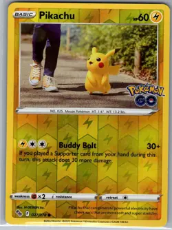 Pikachu 027/078 Reverse Holo Pokemon GO - Pokemon Card - NM - Image 1