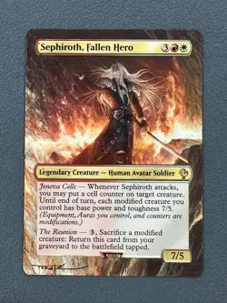Sephiroth Fallen Hero MTG Final Fantasy Commander Hand Painted Altered Art Tentz - Image 1