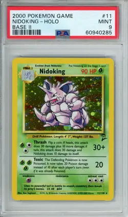 PSA 9 2000 NIDOKING HOLO 11/130 POKEMON BASE SET 2 - Image 1