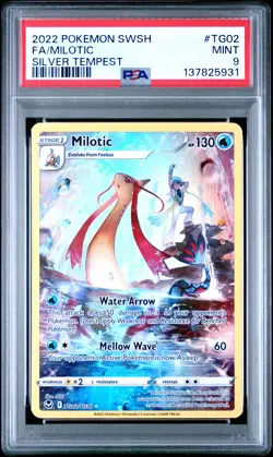 2022 POKEMON SWORD & SHIELD SILVER TEMPEST #TG02 FULL ART/MILOTIC PSA 9 - Image 1