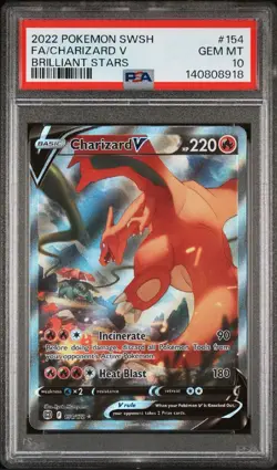 Pokemon Brilliant Stars Charizard V Alternate Art #154 PSA Gem Mint 10 - Image 1