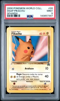2000 POKEMON PIKACHU WORLD COLL SPANISH #26 SNAP PIKACHU PSA 9 - Image 1