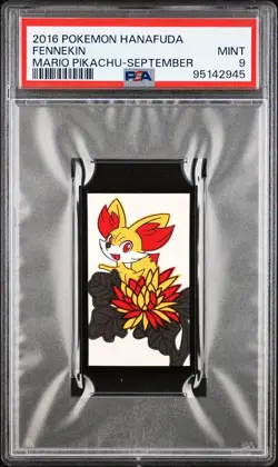 2016 Pokemon Hanafuda Mario Pikachu September Fennekin PSA 9 Mint Japanese - Image 1